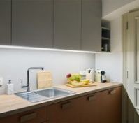 Kitchen counter with sink and appliances
