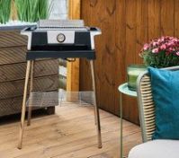Electric grill on terrace deck